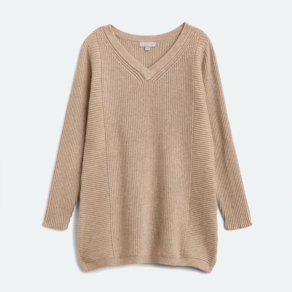 Evolution by Cyrus V Neck Pull Over Sweater Taupe Size XL
